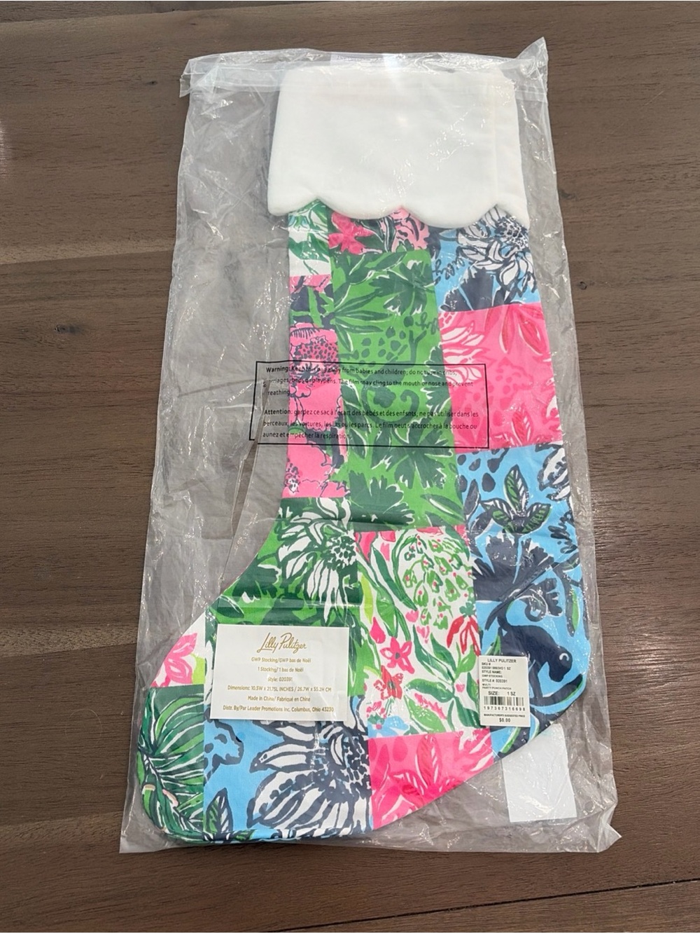 Lilly Pulitzer Holiday One-Piece Patchwork Stocking - Pink, Green, Blue, White